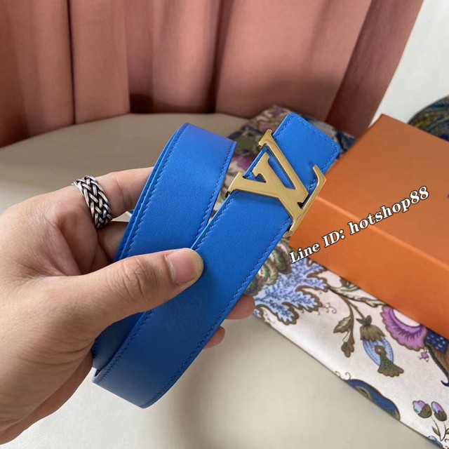 LV新款女士皮帶 路易威登Initiales雙面小牛皮腰帶  jjp1227